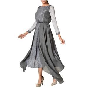 Ritu Kumar Black Round Neck Asymmetric Flared Tunic Style 9982 Kurta Dress MED